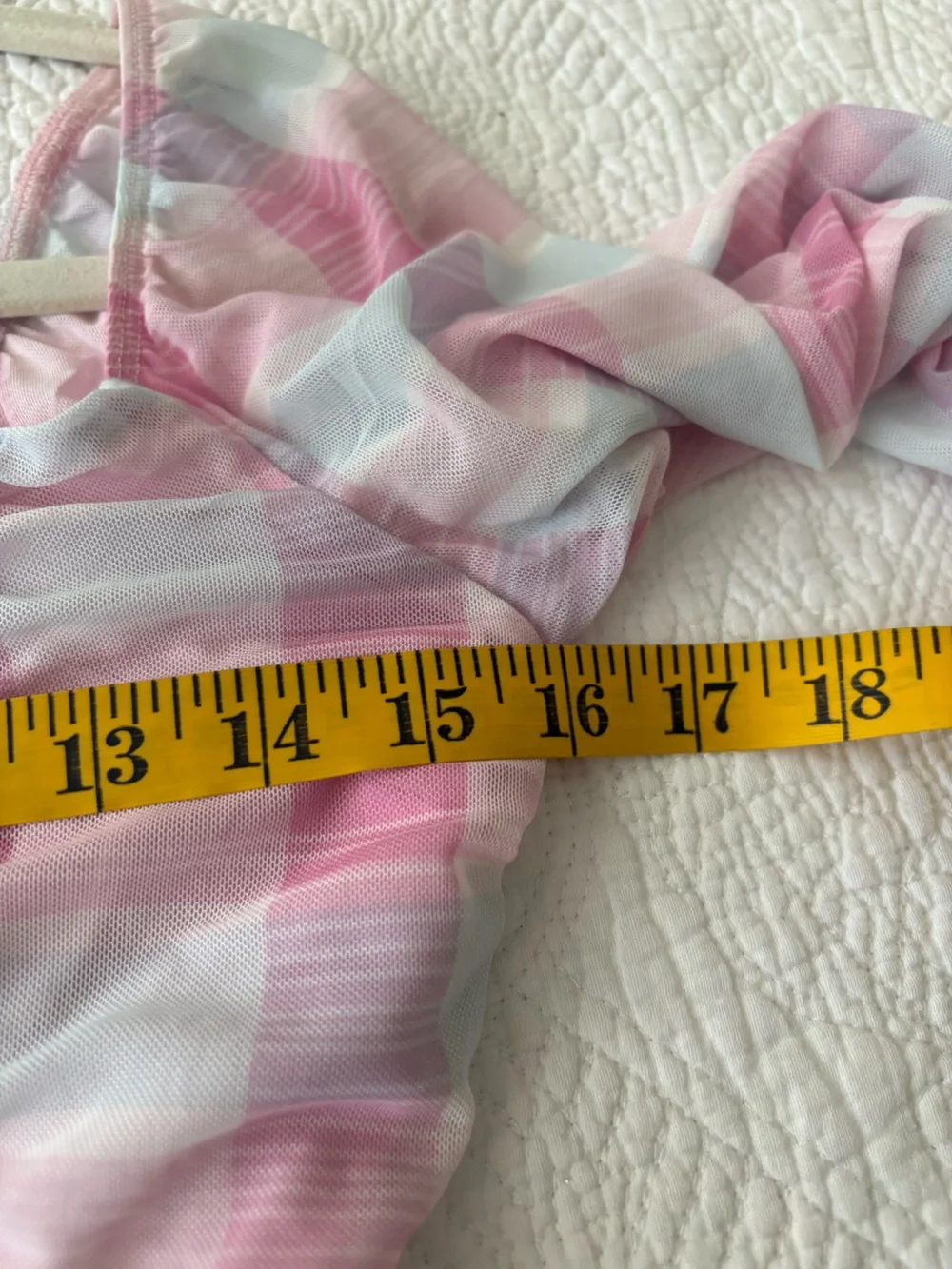 NWT BCBG Generation Mesh Gingham Top in Madras Plaid. Pastel pinks/blues. Size M - Picture 11 of 16
